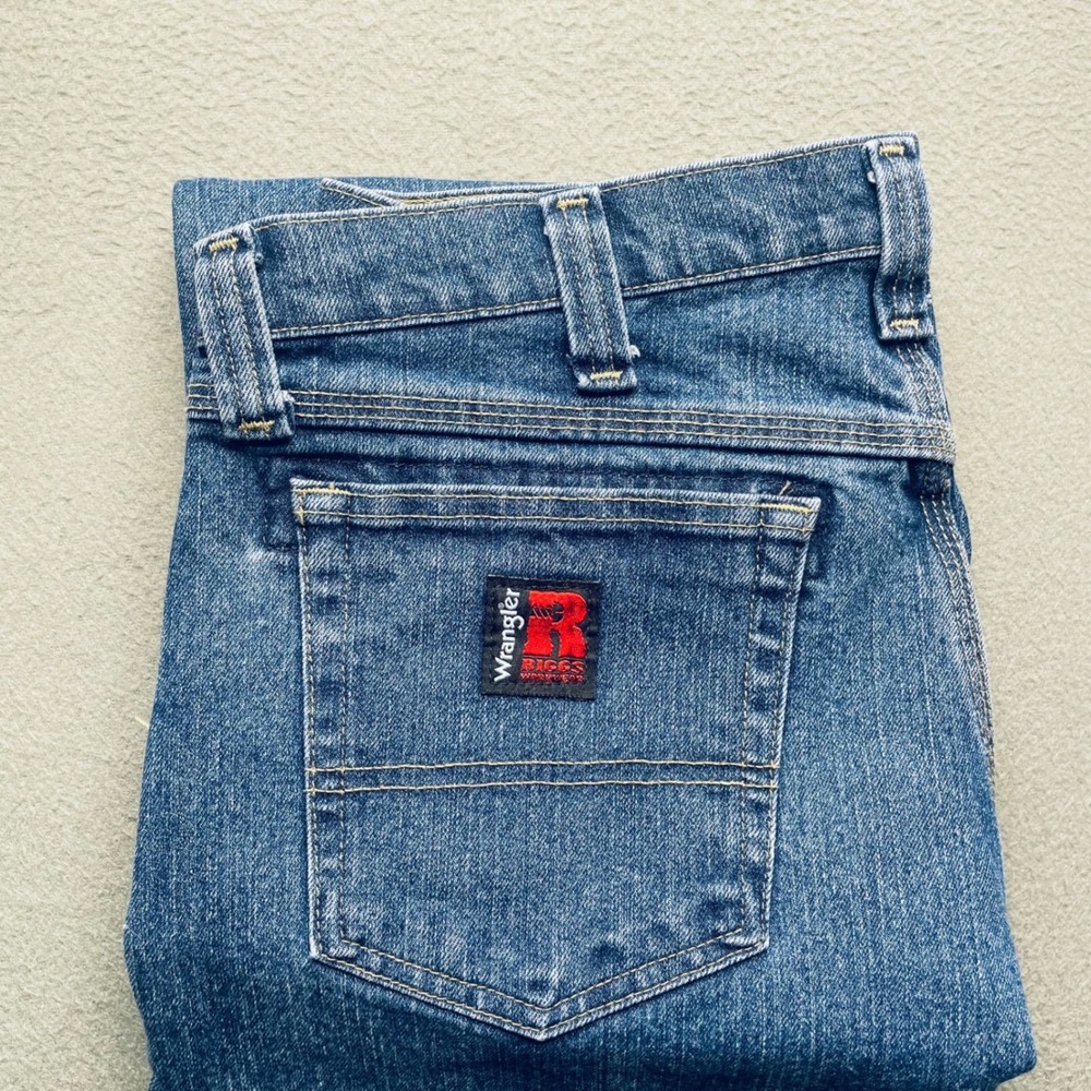 Wrangler Men Workwear Jeans‎ Cotton Blend Blue 33x30 Rugged Utility Carpenter
